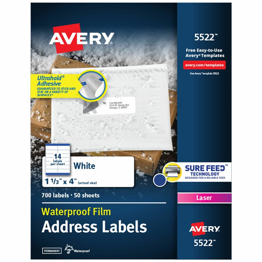 1-1/3" x 4" Labels, Ultrahold, 700 Labels (5522)
