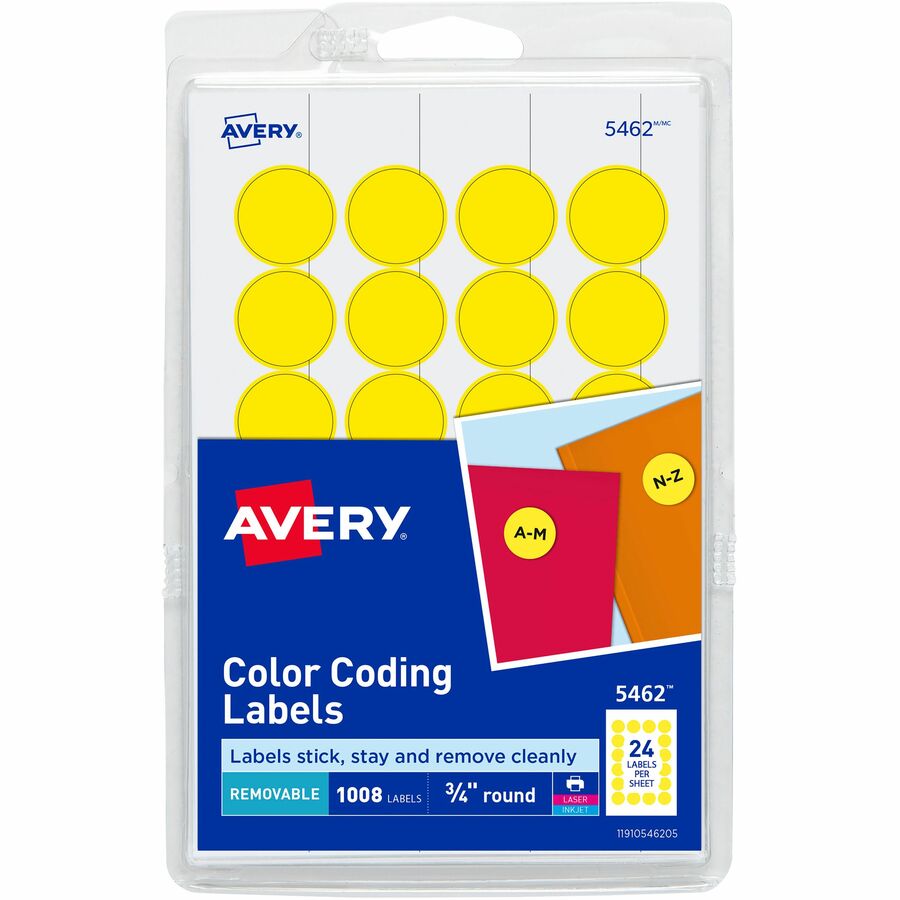 3/4" Round Removable Color Coding Labels