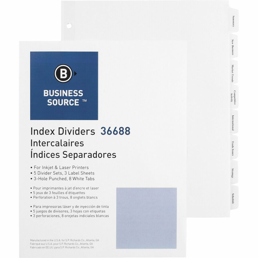 Punched Tabbed Laser Index Dividers