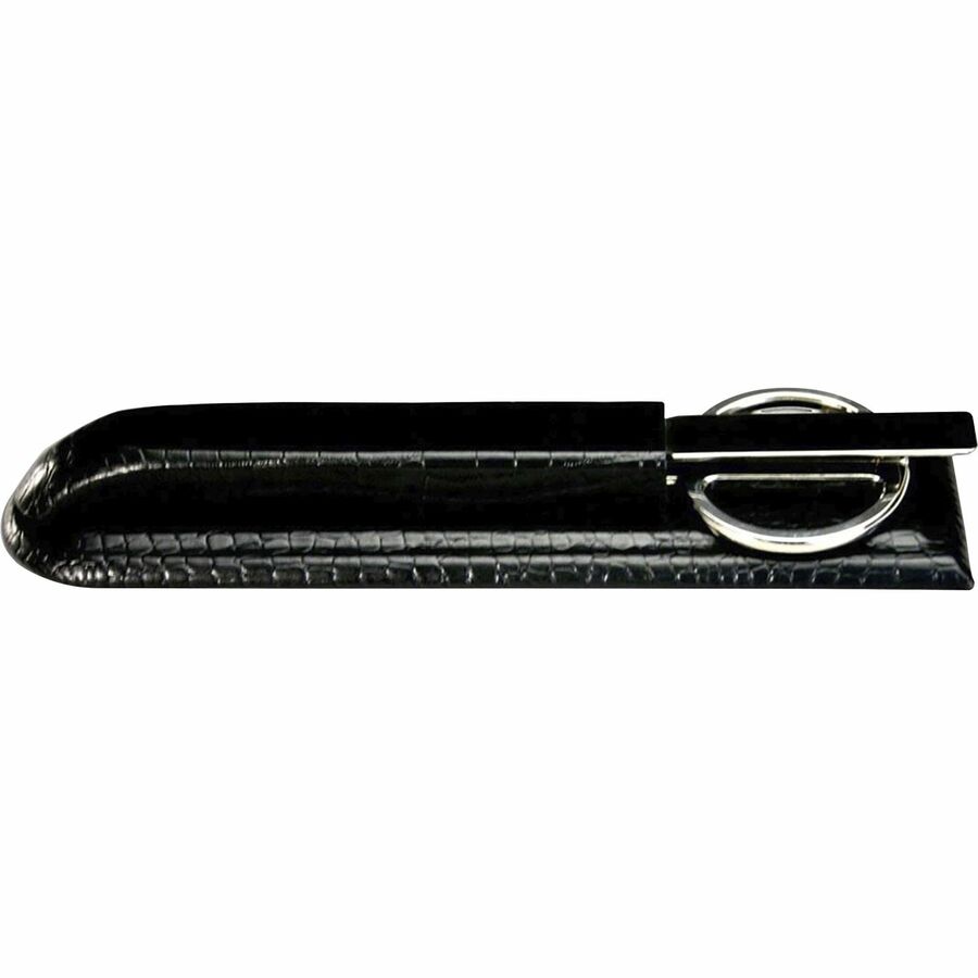Crocodile Embossed Black Leather Library Set