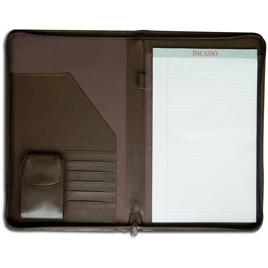 Chocolate Brown Leather Deluxe Zip-Around Portfolio - Legal Size