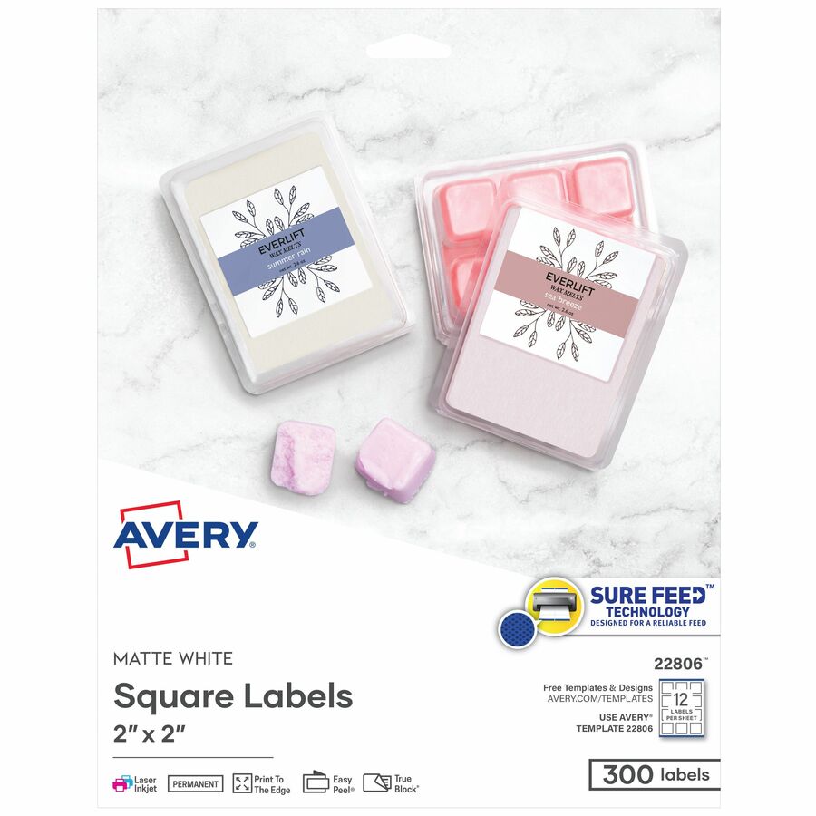 Printable Square Labels, 2" x 2" , White, 300ct (22806)