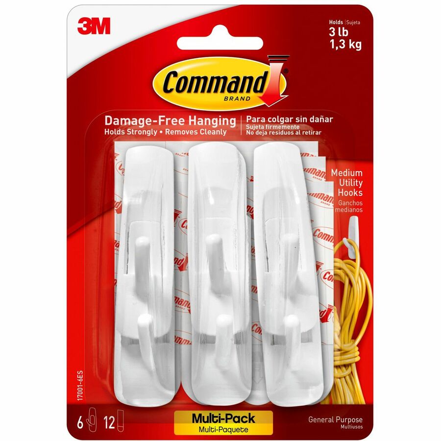 Medium Utility Hooks with Adhesive Strips