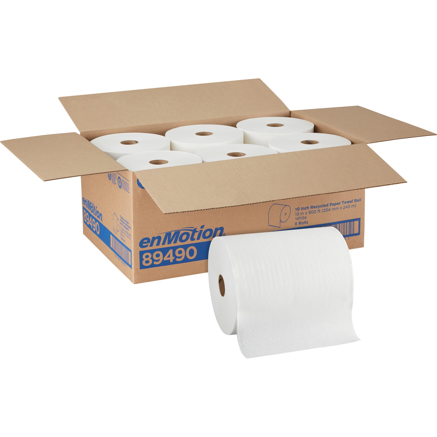 Paper Towel Rolls, 10" x 800', 40% Recycled, White, Pack Of 6 Rolls