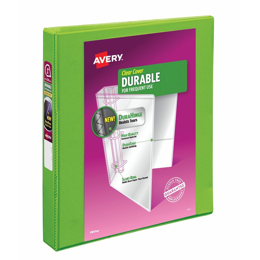 Durable View 3 Ring Binder, 1 Inch Slant Rings, 1 Green Binder (17832)