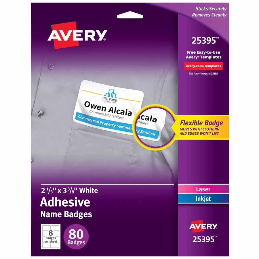Flexible Name Badges, 2-1/3" x 3-3/8" , Matte, 80ct (25395)