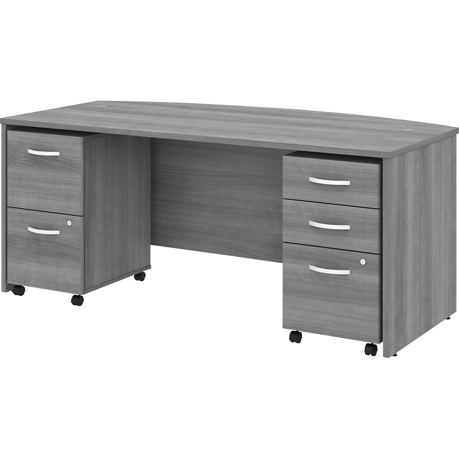 Studio C 72W X 36D Bow Front Desk With Mobile File Cabinets