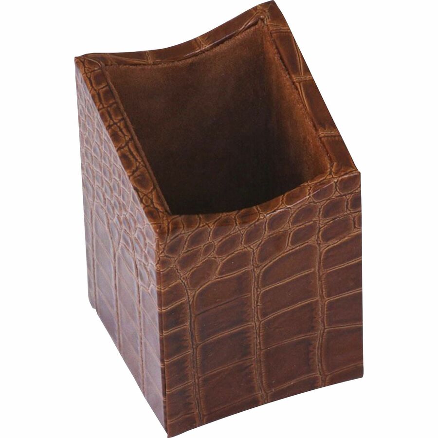 Cognac Brown Italian Patent Leather Pencil Cup