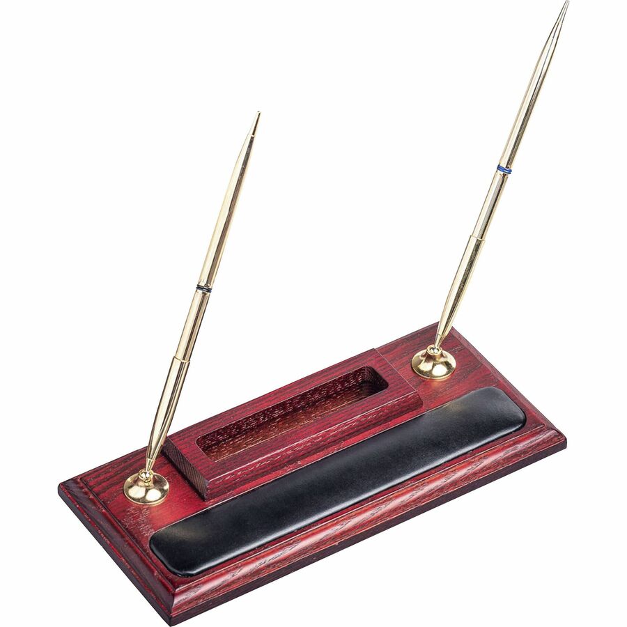 Rosewood & Leather Pen Stand/Cell Phone Holder
