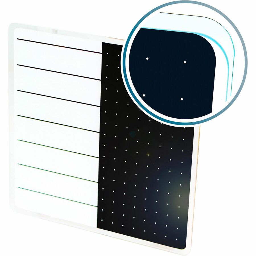 Viztex&reg; Glacier White & Black Plan & Grid Glass Dry-Erase Board - 14" x 14"