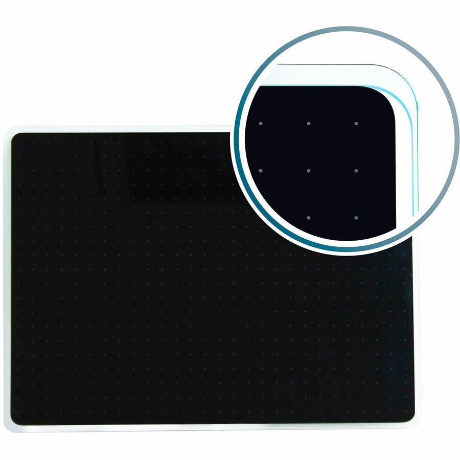 Viztex&reg; Glacier Black Multi-Purpose Grid Glass Dry-Erase Board 17" x 23"