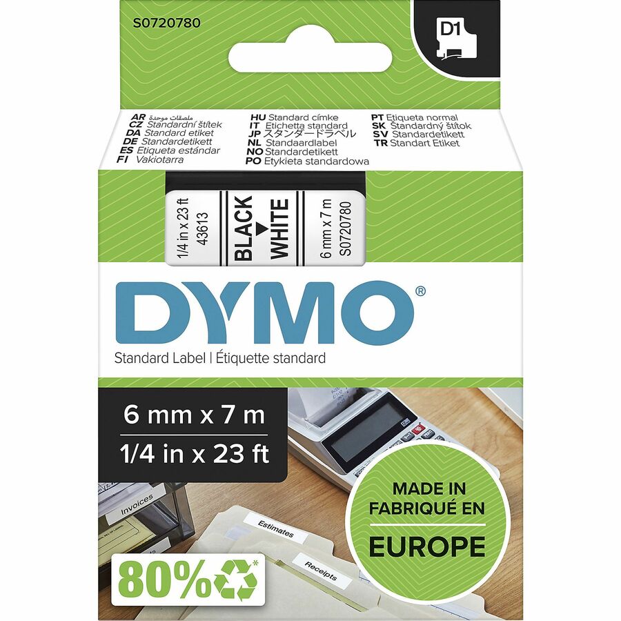 S0720780 D1 43613 Tape 6mm x 7m Black on White
