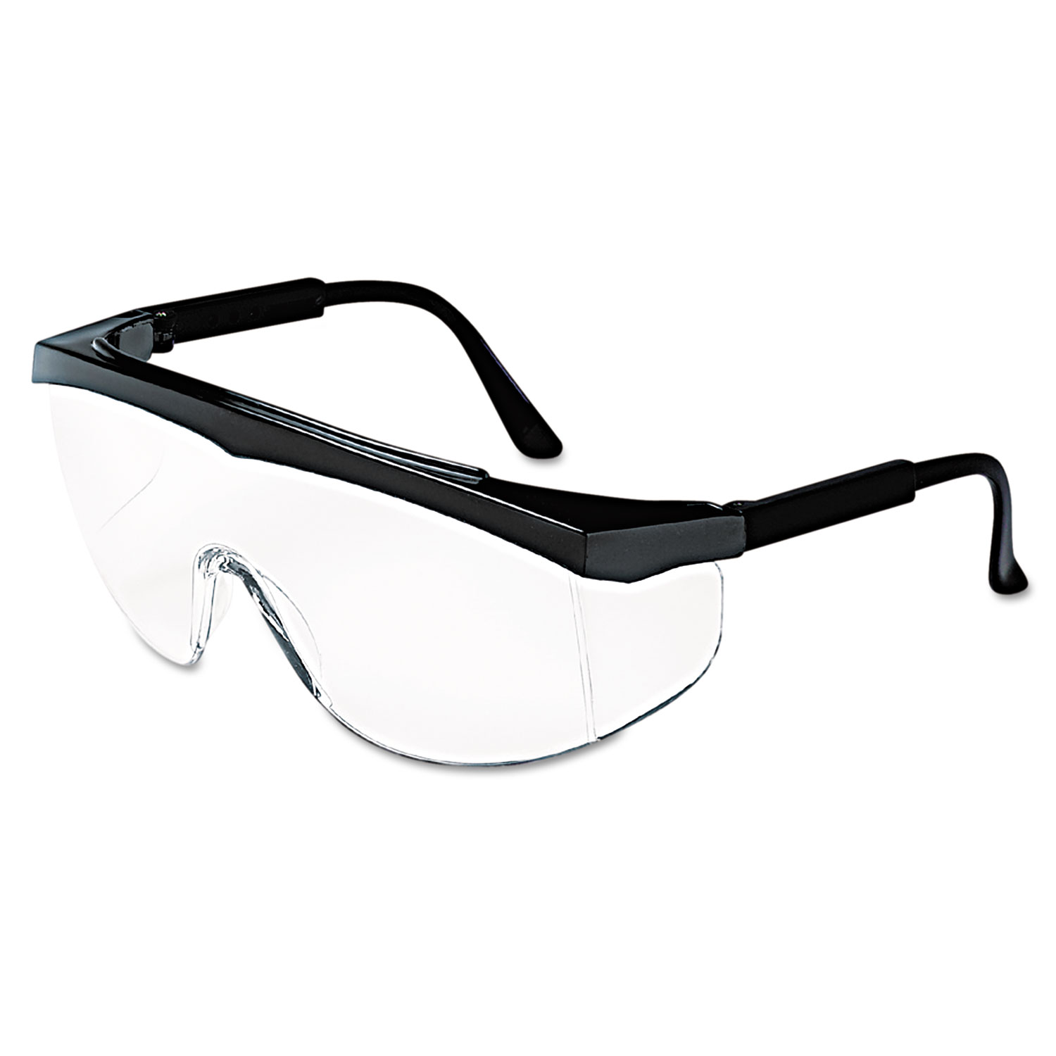 Stratos Safety Glasses, Black Frame, Clear Lens, 12/Box