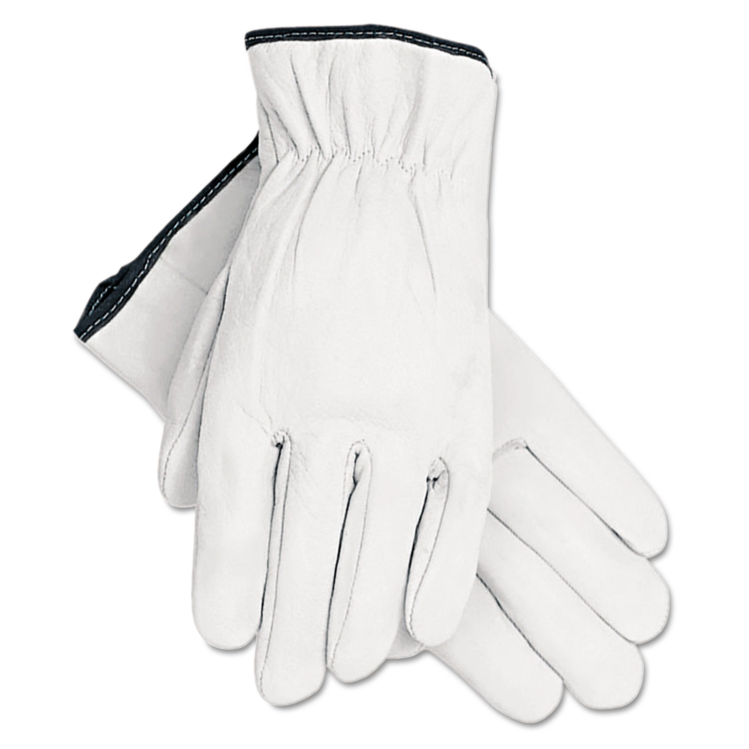 Grain Goatskin Driver Gloves, Gunn Cut, Straight Thumb, Large, White, 12 Pairs