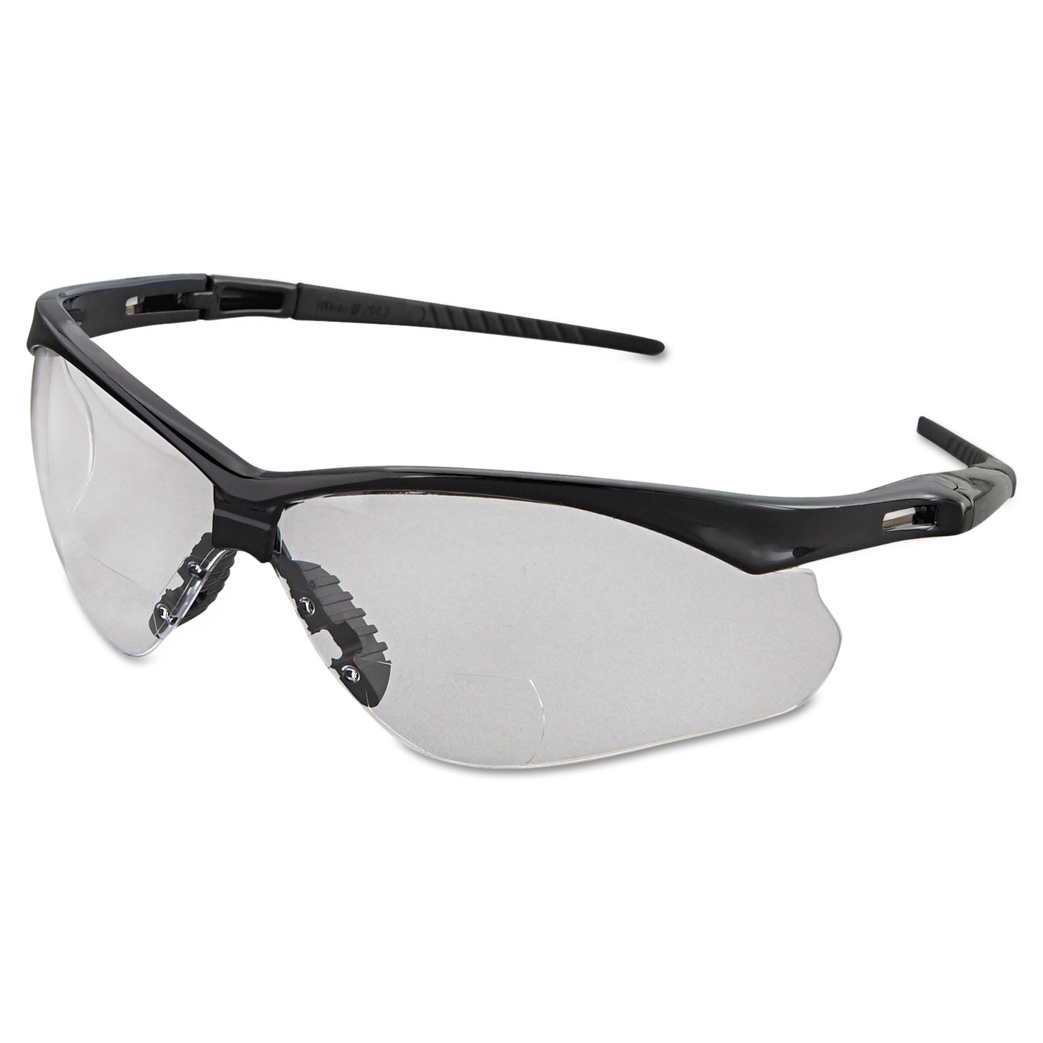 Nemesis Readers Safety Glasses, 2.0+ Diopter, Black Half Frame, Clear Dual Lens