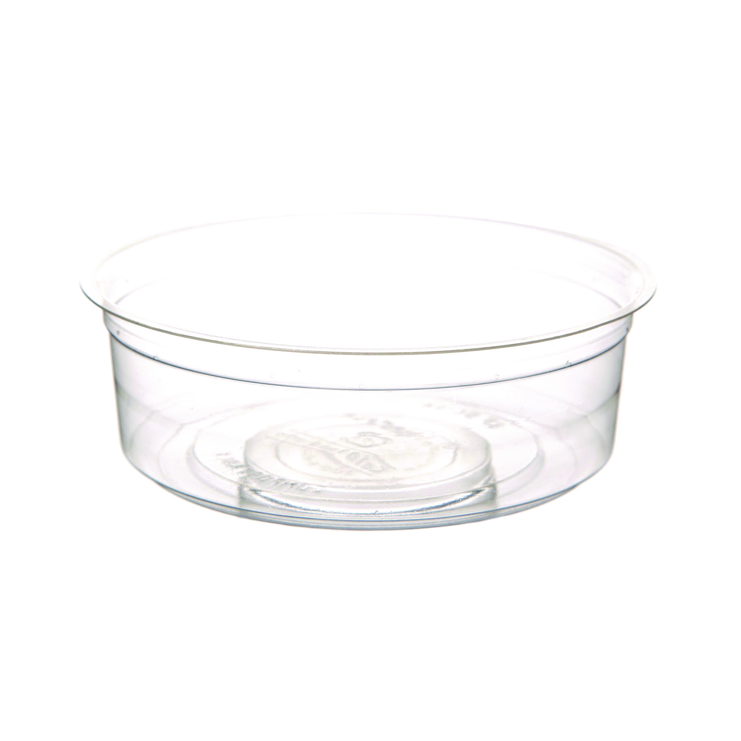Renewable and Compostable Round Deli Containers, 8 oz, Clear, Plastic, 50/Pack, 10 Packs/Carton