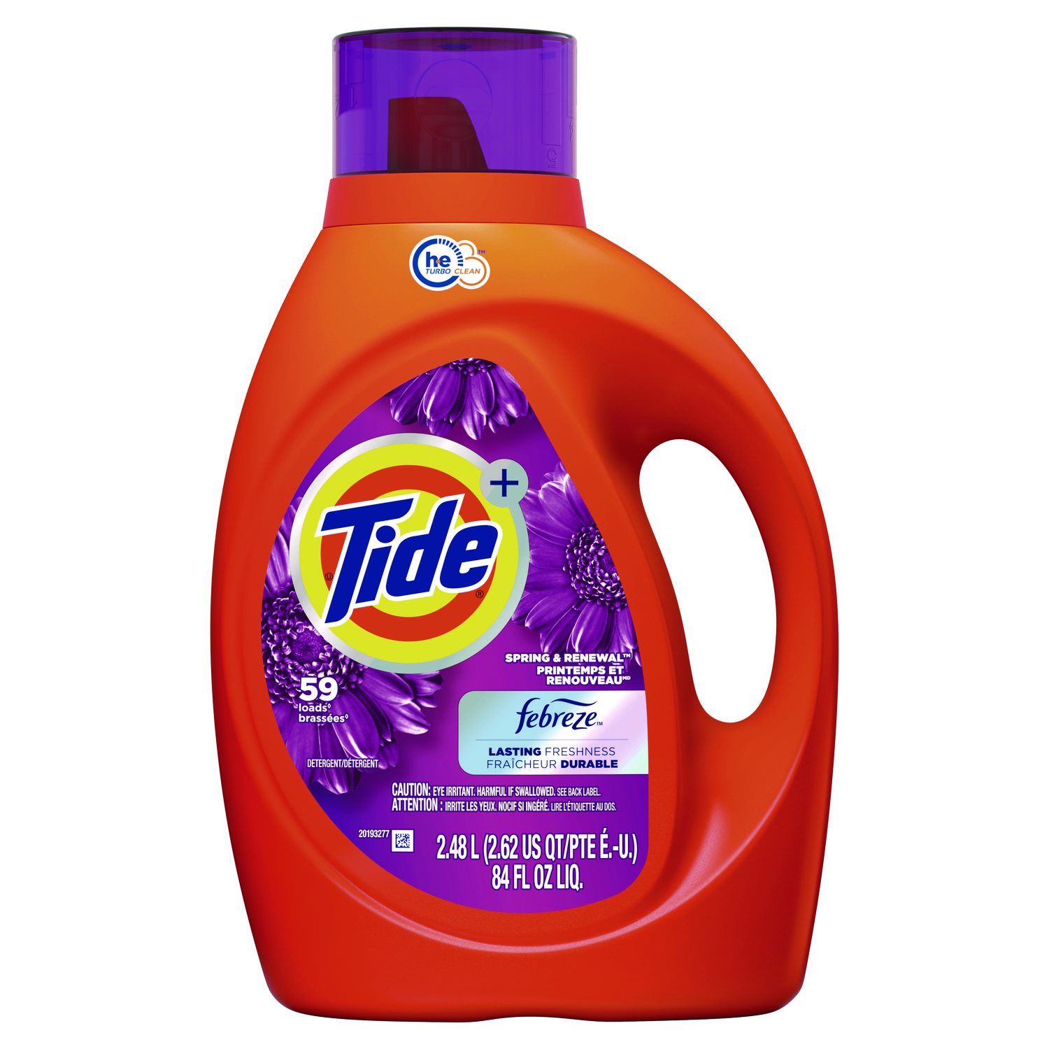 Plus Febreze HE Liquid Laundry Detergent, Spring and Renewal Scent, 84 oz Bottle
