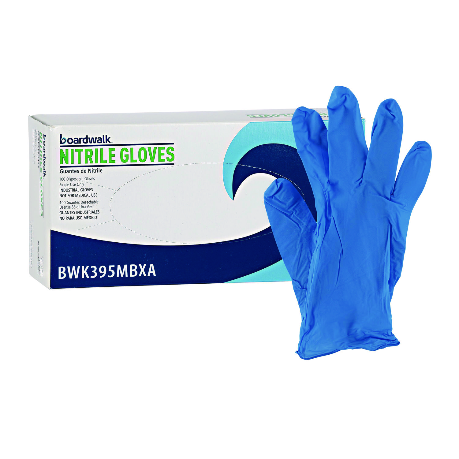 Disposable Powder-Free Nitrile Gloves, Medium, Blue, 5 mil, 100/Box