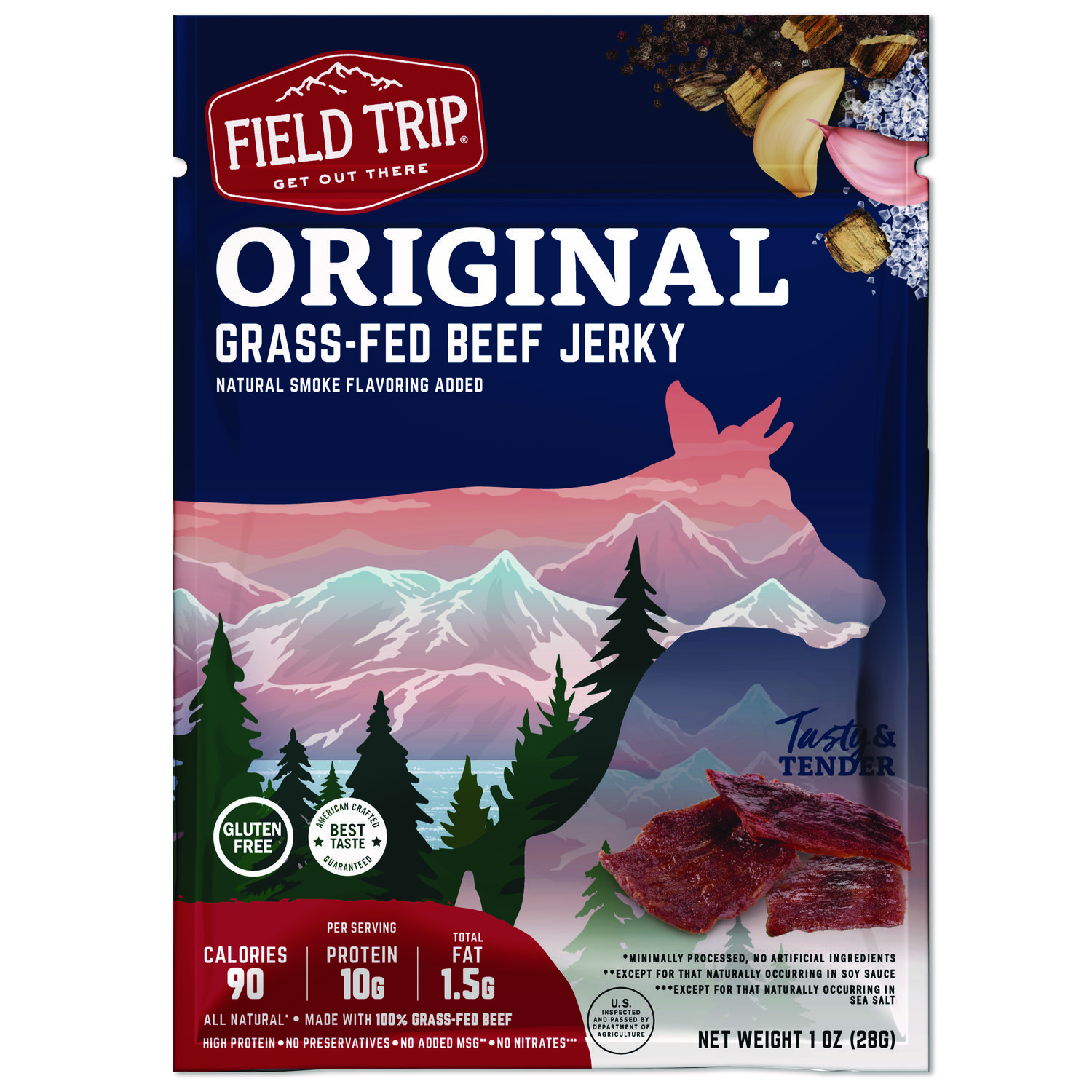 Beef Jerky, Original, 1 oz Bag, 12 Bags/Carton