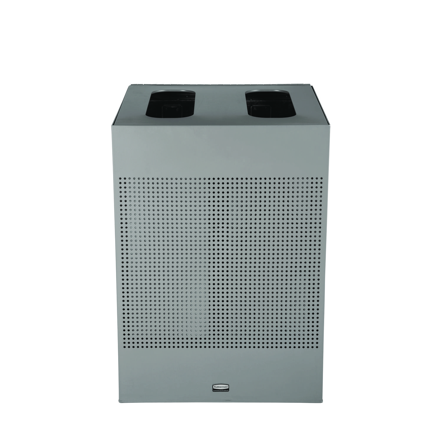 Designer Line Silhouettes Waste Receptacle, 34 gal, Steel, Silver Metallic