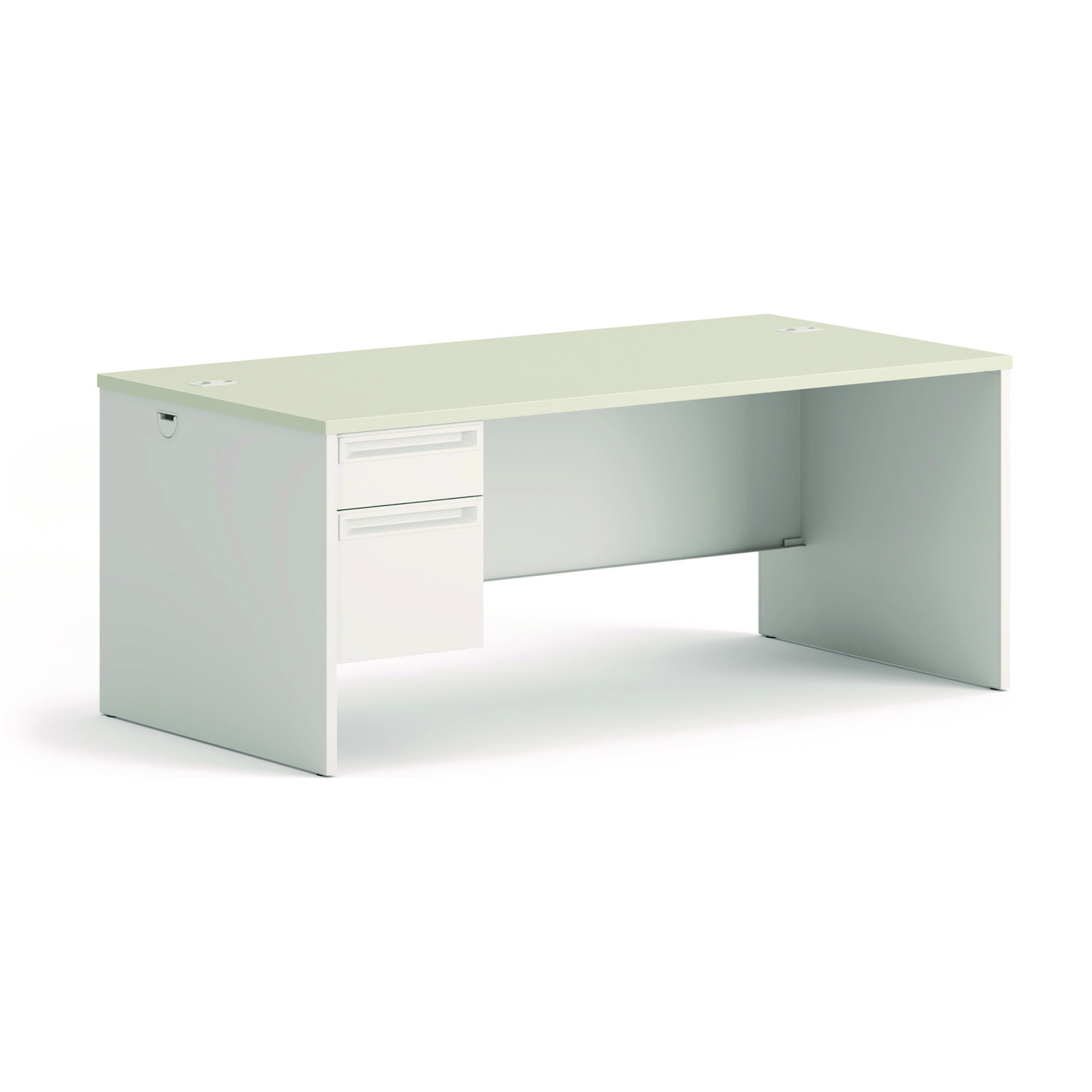 38000 Series Left Pedestal Desk, 72" x 36" x 30", Light Gray/Silver