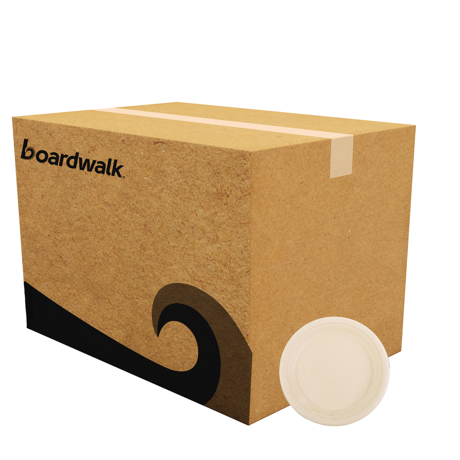 Bagasse PFAS-Free Dinnerware, Plate, Sugarcane, 9" dia, Tan, 500/Carton