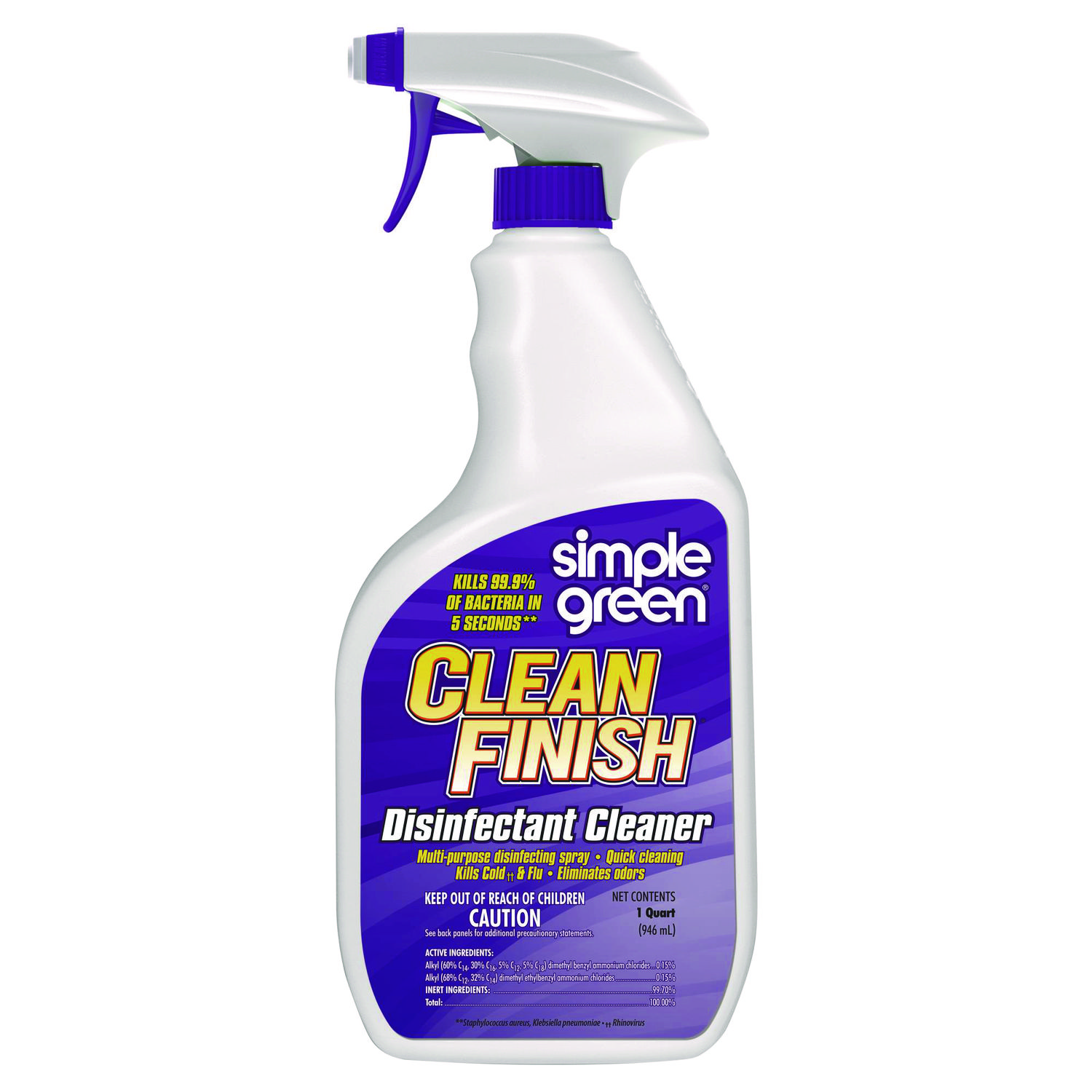 Clean Finish Disinfectant Cleaner, Herbal Scent, 32 oz Spray Bottle, 12/Carton