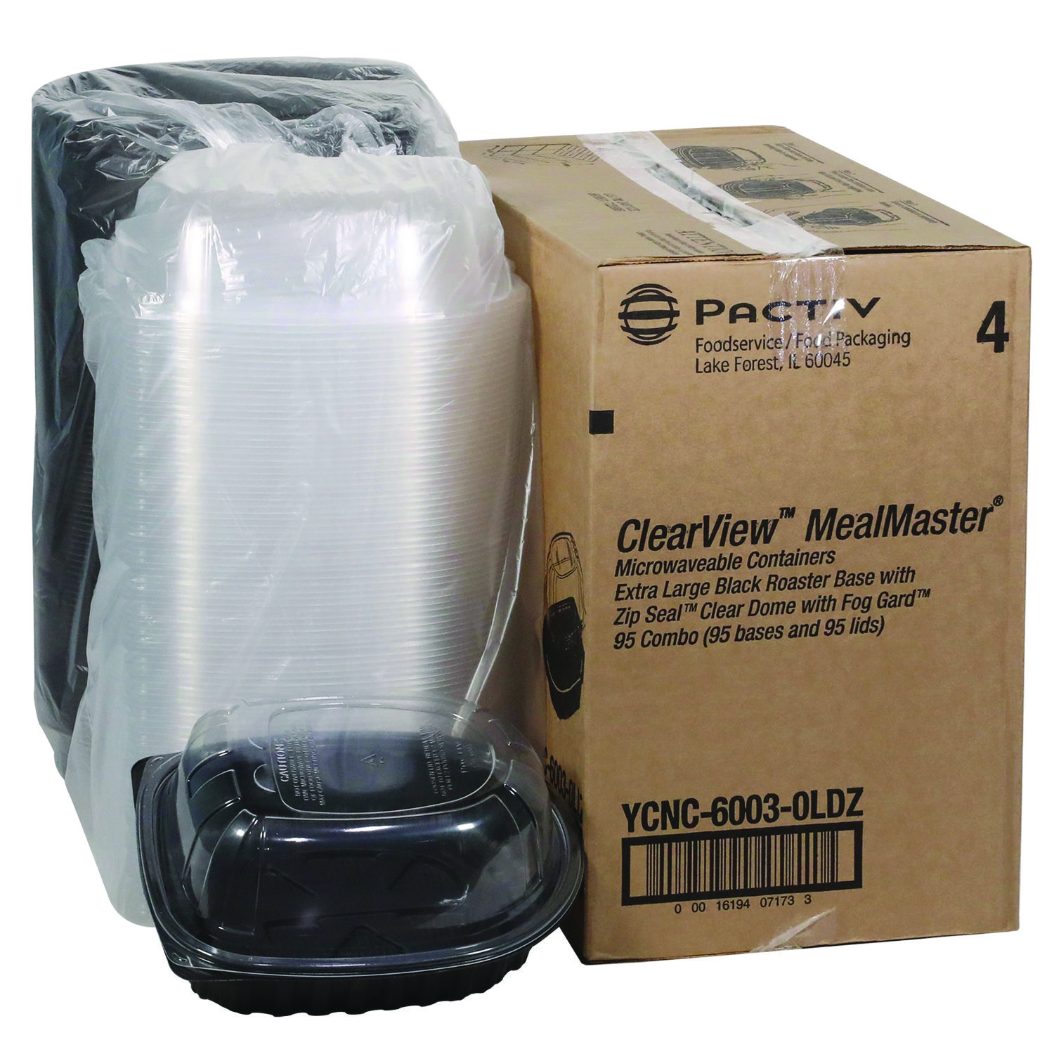 ClearView MealMaster Chicken Roaster, 10.75 x 8.5 x 4.25, Black/Clear, Plastic, 95/Carton