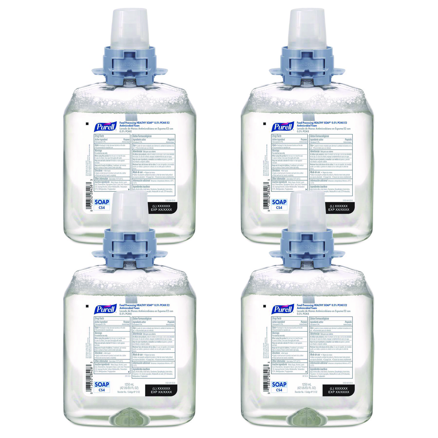 Food Processing HEALTHY SOAP 0.5% PCMX Antimicrobial E2 Foam Handwash, For CS4 Dispensers, Fragrance-Free, 1,250 mL, 4/Carton