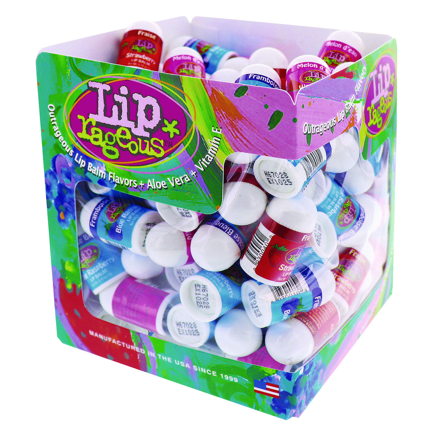 Lip Balm with Aloe Vera and Vitamin E, Assorted Flavors, 0.1 oz Tube, 100/Box