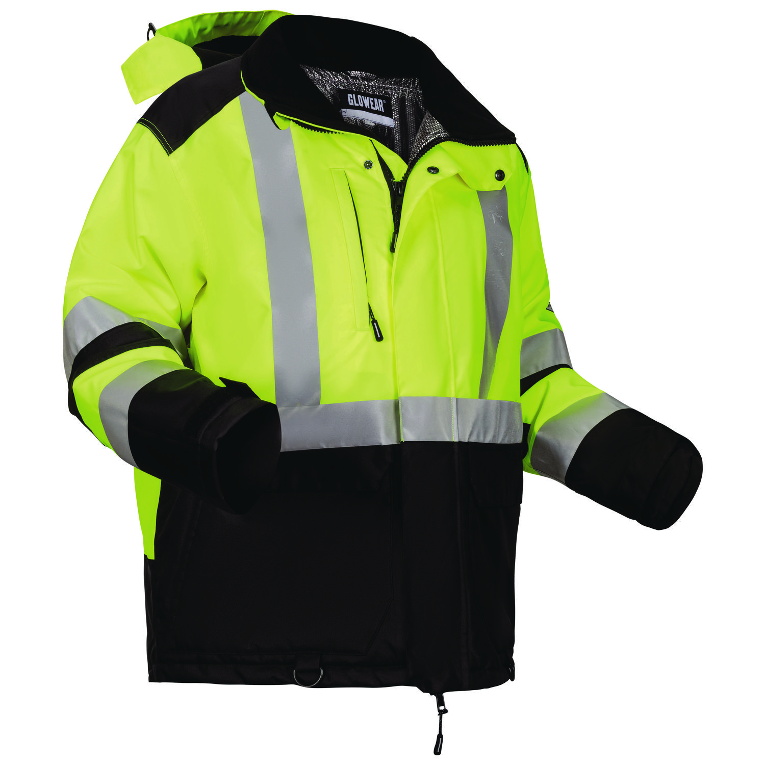 GloWear Class 3 Hi-Vis Winter Jacket with AmpliFIRE Heat Reflective Lining, 2X-Large, Lime