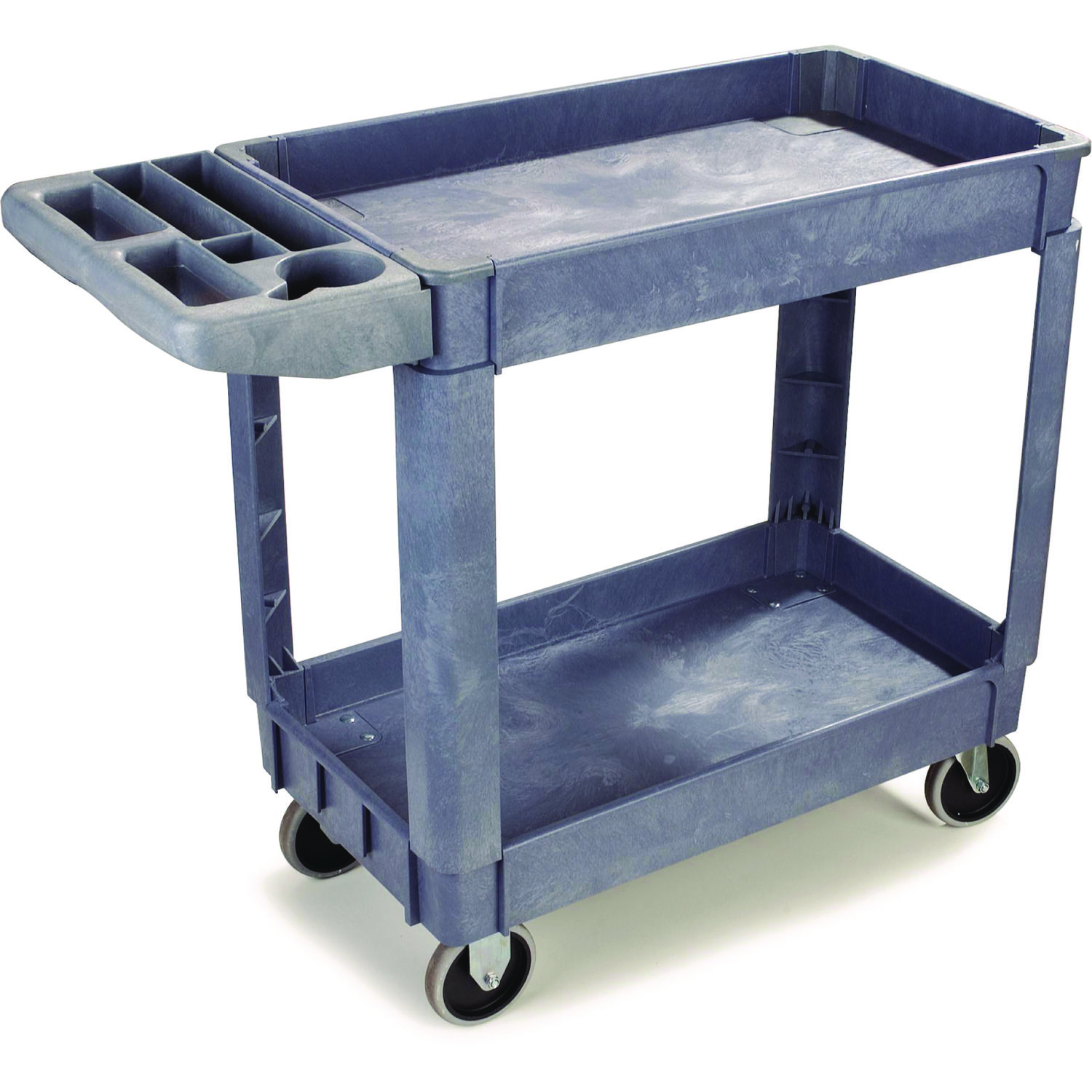 Two-Shelf Utility Cart, Plastic, 2 Shelves, 500 lb Capacity, 17.25" x 40" x 33.5", Gray