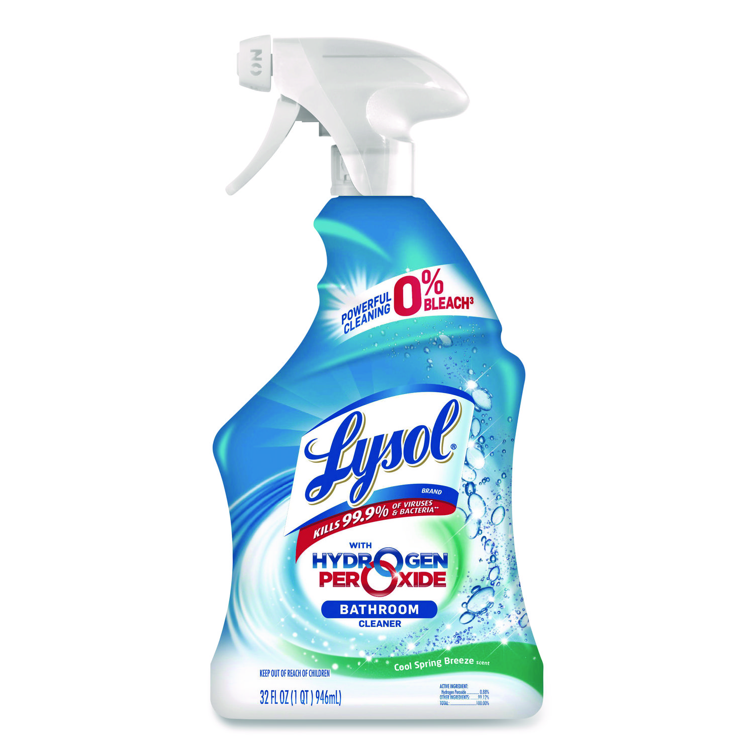 Bathroom Cleaner with Hydrogen Peroxide, Cool Spring Breeze Scent, 32 oz Trigger Spray Bottle