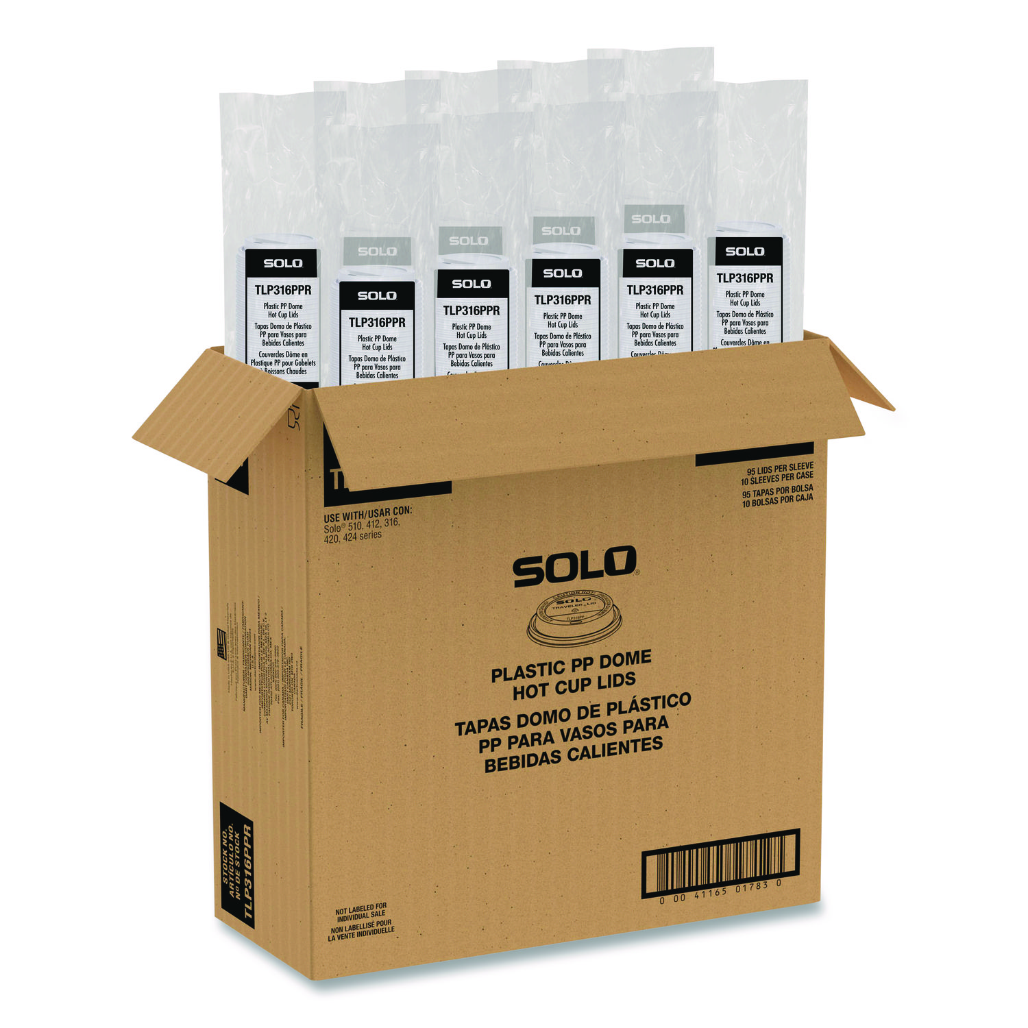 Traveler Cappuccino Style Dome Lid, Fits 10 oz to 24 oz Hot Cups, White, 95 Lids/Sleeve, 10 Sleeves/Carton