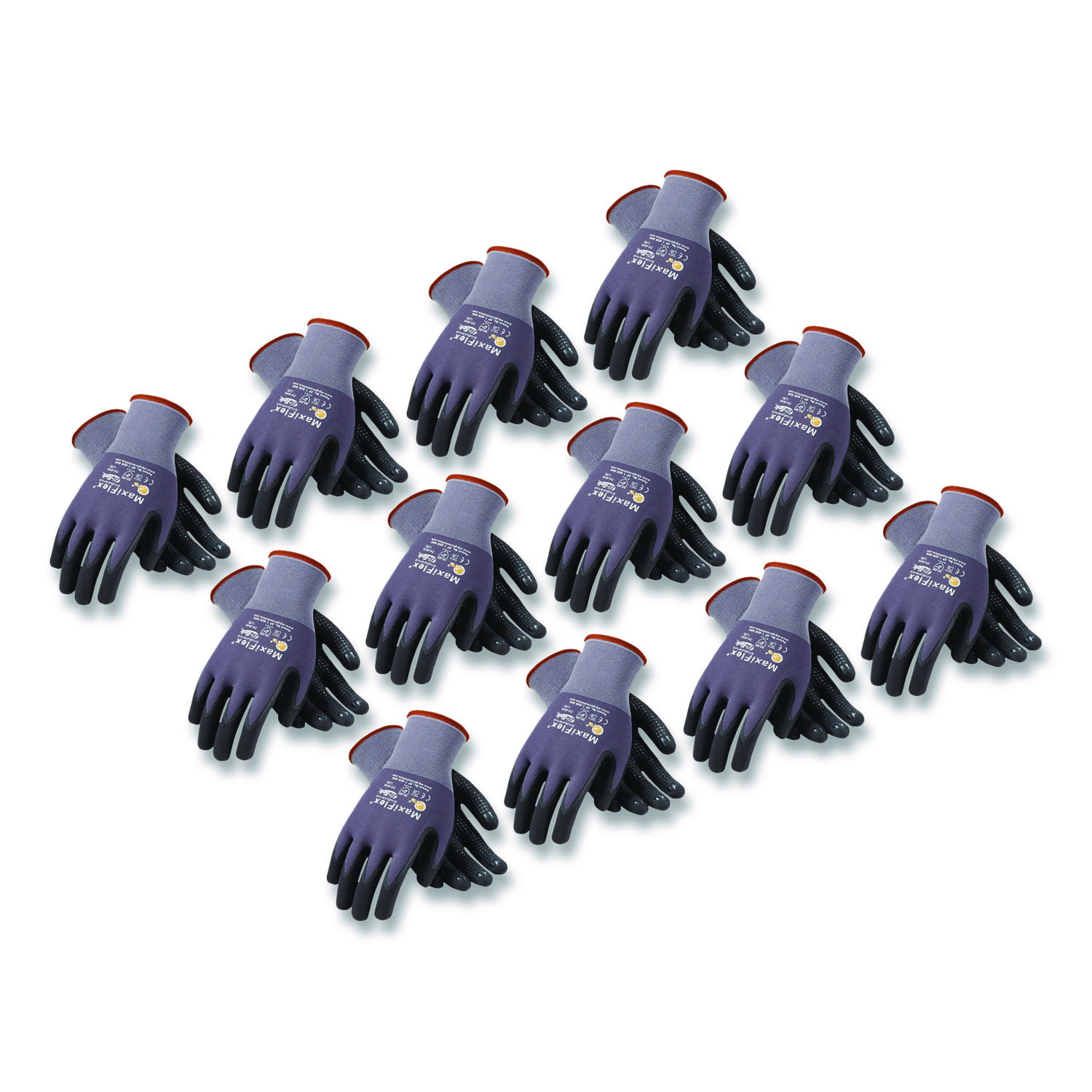 Endurance Seamless Knit Nylon Gloves, EN388: 4131, X-Large, Gray/Black, 12 Pairs
