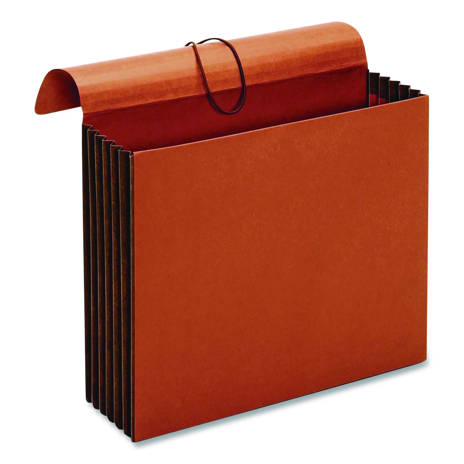 Extra-Wide Expanding Wallet, 5.25" Expansion, 1 Section, Flap/Elastic Cord Closure, Letter Size, Redrope, 10/Box