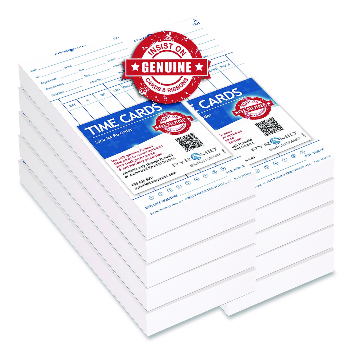 PTI380010MB - Time Clock Cards For 3800 Time Clock, 1,000/Carton ...