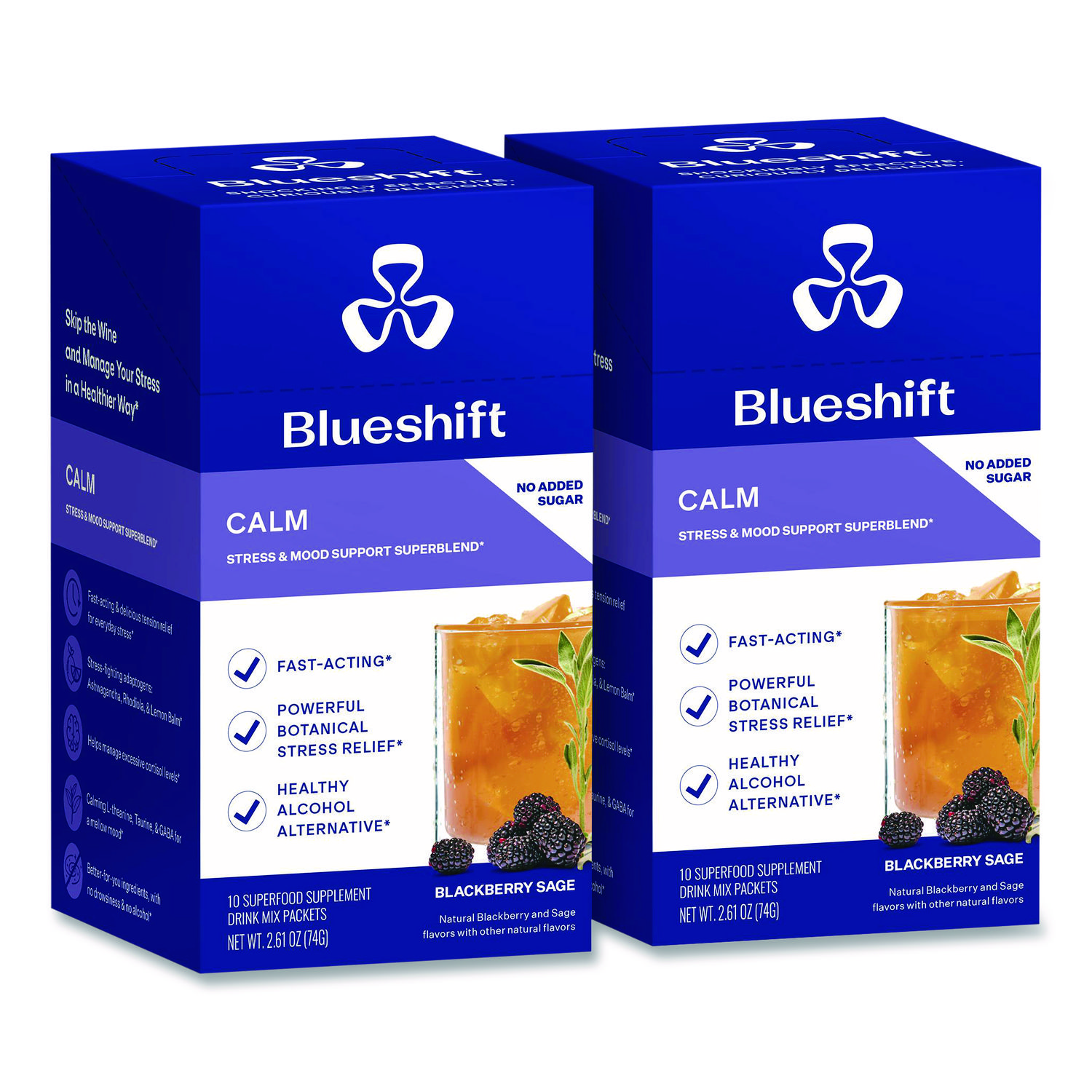 Calm Blackberry Sage Drink Mix, 0.23 oz Packets, 10/Pack, 2 Packs/Carton