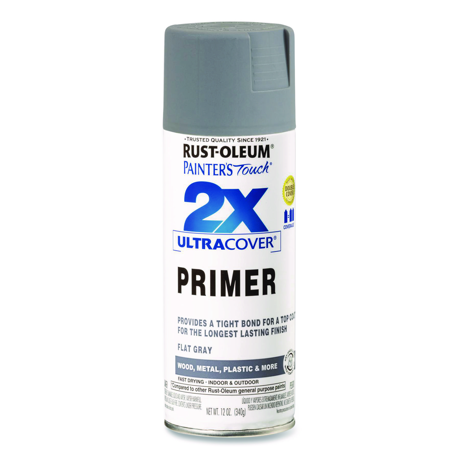 Painter's Touch 2X Ultra Cover Spray Paint, Flat Gray, 12 oz Aerosol Can