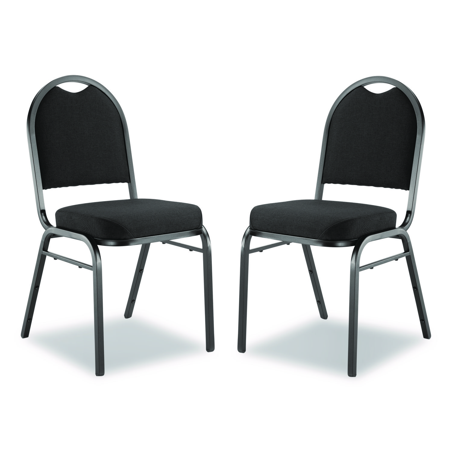 9200 Series Premium Upholstered Stack Chair, Fabric, Supports 500 lb,19" Seat Height, Ebony Black Seat/Back, Black Base, 2/PK