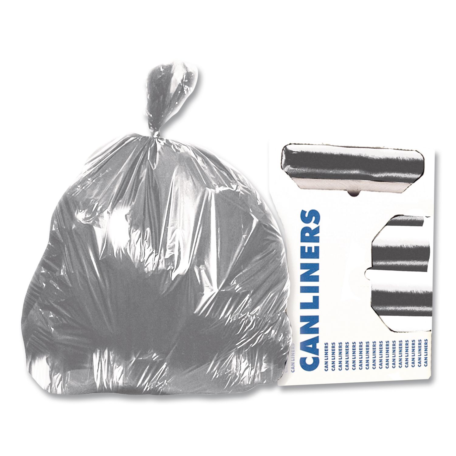 Linear Low-Density Can Liners, 45 gal, 1.7 mil, 39" x 46", Silver, 50/Carton