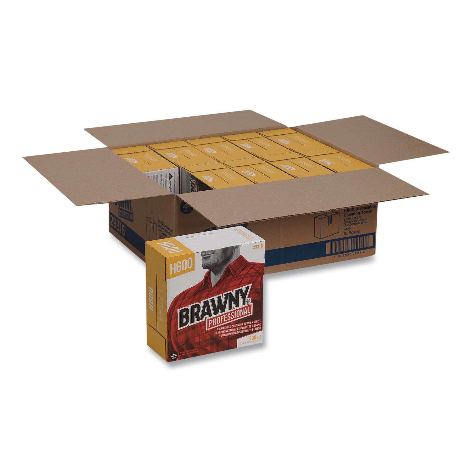 Lightweight Disposable Shop Towels, 9.1 x 12.5, White, 200/Box