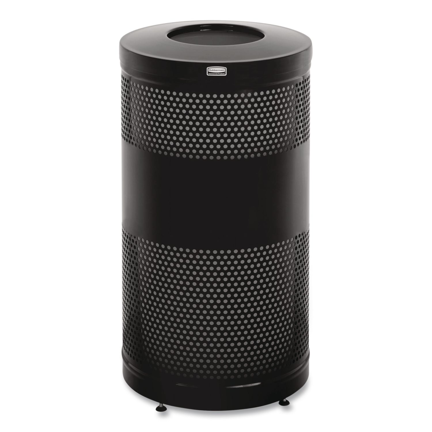 Classics Perforated Open Top Receptacle, 25 gal, Steel, Black