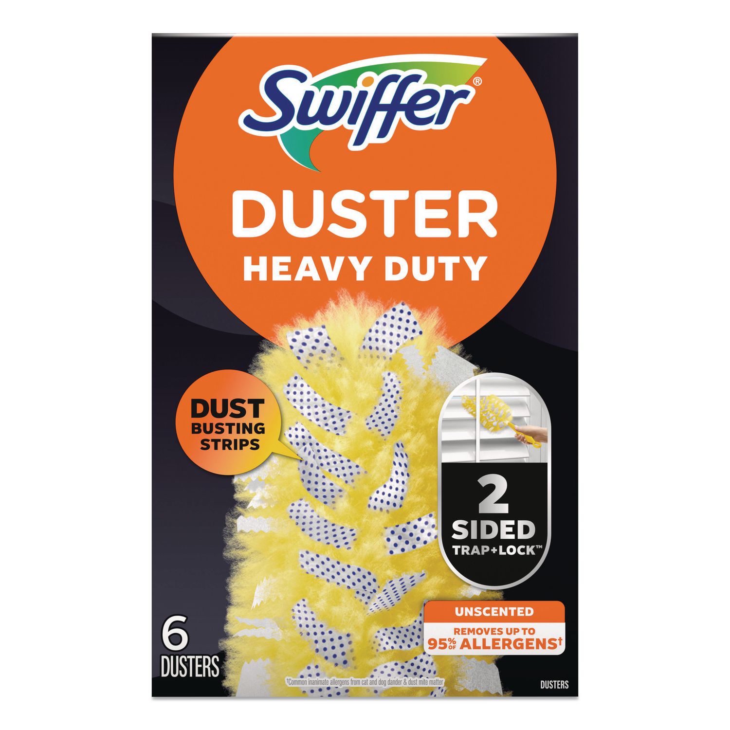 Heavy Duty Dusters Refill, Dust Lock Fiber, Unscented, Yellow, 6/Box