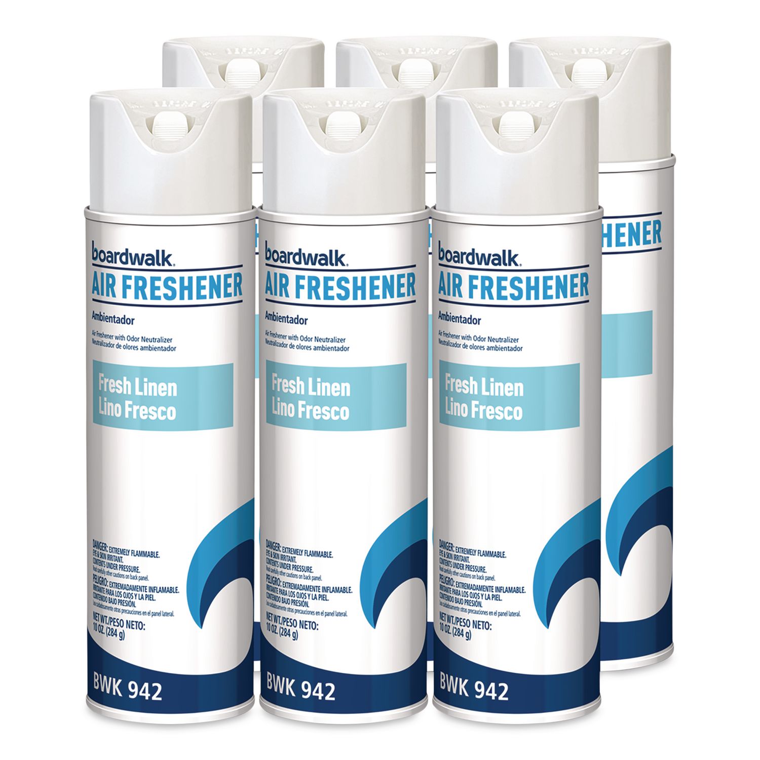 Aerosol Air Freshener, Fresh Linen, 10 oz Aerosol Spray, 6/Carton