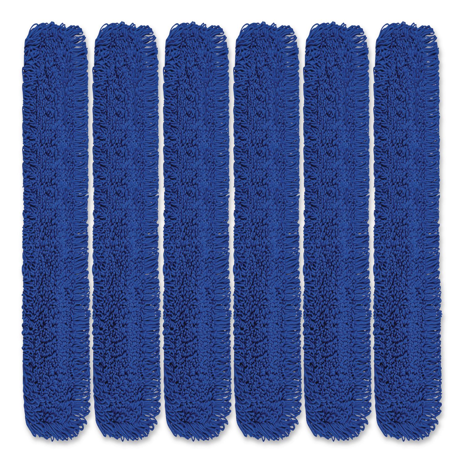 Microfiber Looped Dust Mop Pad Head, 60 x 5, Blue, 6/Pack