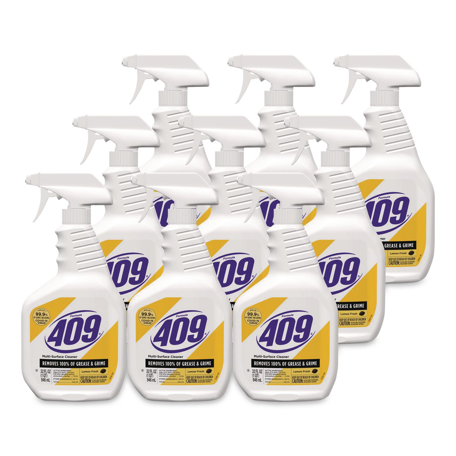 Multi-Surface Cleaner, Lemon Scent, 32 oz Spray Bottle, 9/Carton