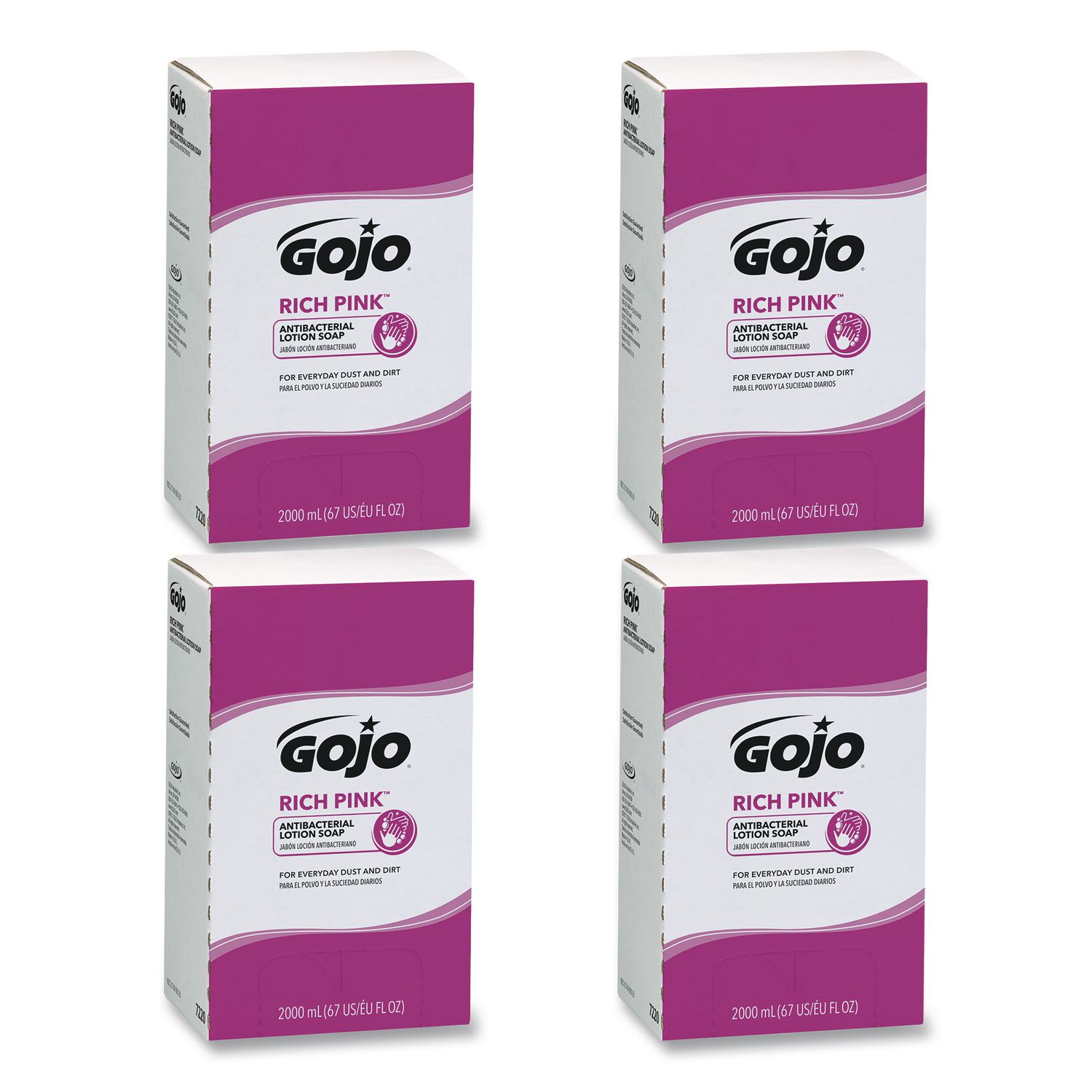 RICH PINK Antibacterial Lotion Soap Refill, Floral Scent, 2,000 mL, 4/Carton