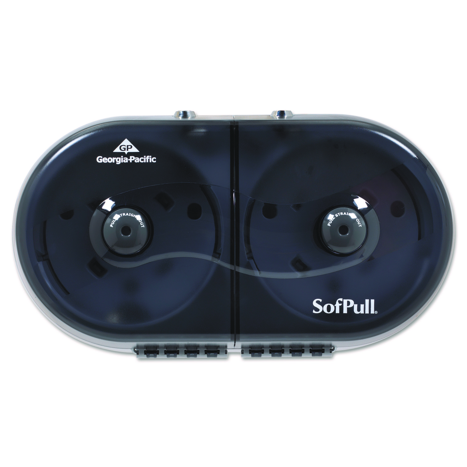 SofPull Mini Center-Pull Twin-Roll Bath Tissue Dispenser, 16.38 x 7.2 x 9.3, Smoke
