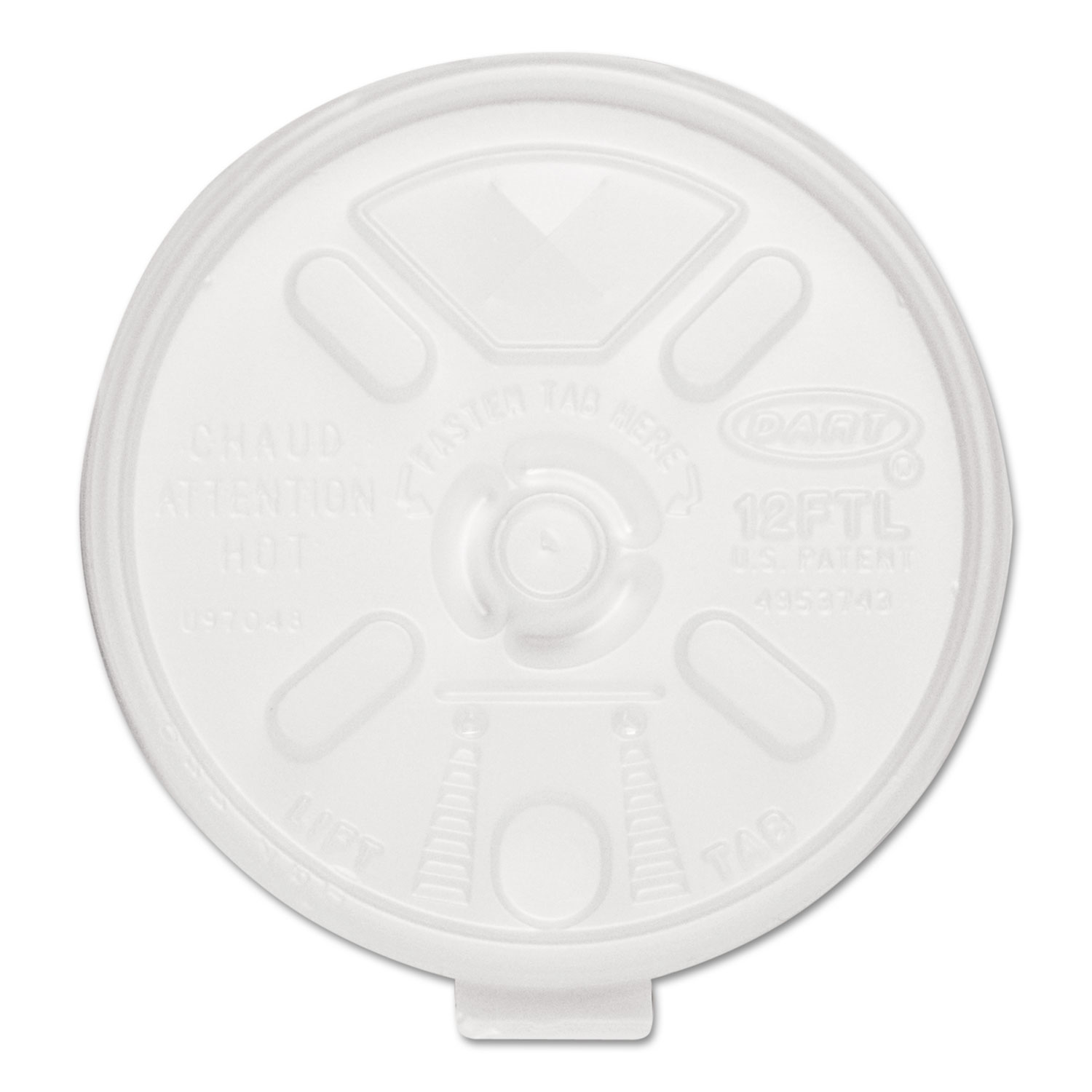 Lift n' Lock Plastic Hot Cup Lids, With Straw Slot, Fits 10 oz to 14 oz Cups, Translucent, 100/Sleeve, 10 Sleeves/Carton